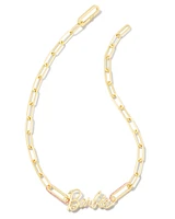 BARBIE LINK CHAIN NCK GOLD PINK CRYSTAL