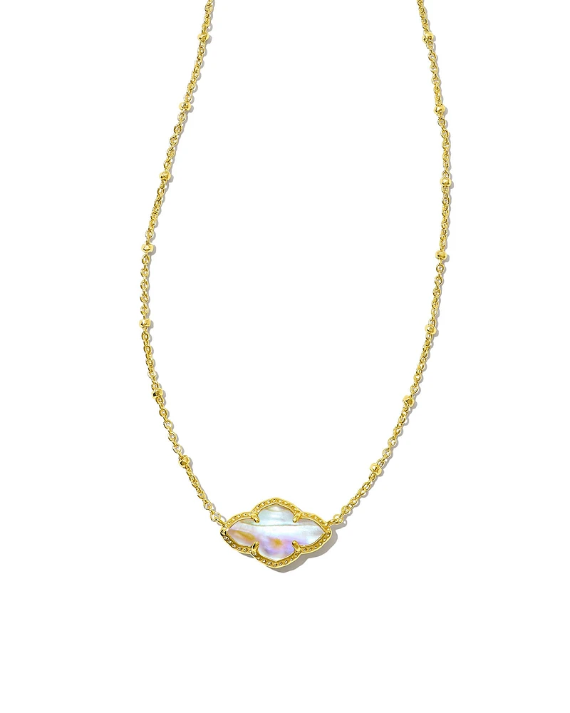 Abbie Gold Pendant Necklace in Iridescent Abalone