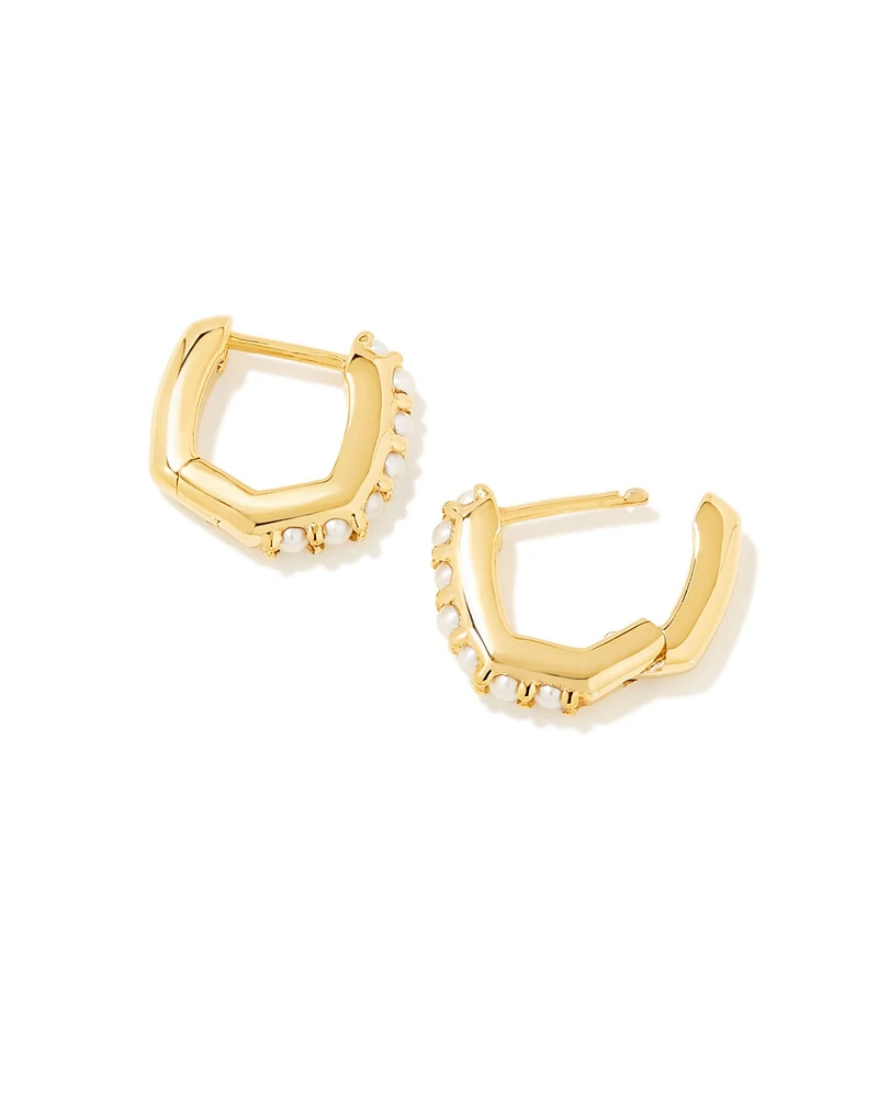 Davie 18k Gold Vermeil Huggie Earrings Freshwater Cultured Pearl