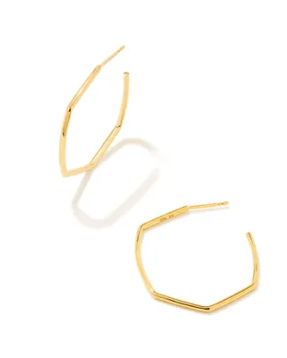 Davie Thin Hexagon Hoop Earrings in 18k Gold Vermeil