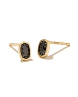 Marisa 14k Yellow Gold Oval Solitaire Stud Earrings in Black Diamond