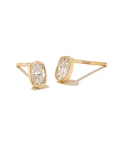 Marisa 14k Gold Oval Solitaire Stud Earrings White Diamond