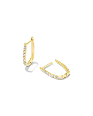 Ellen Luxe 18k Gold Vermeil Huggie Earrings in White Sapphire