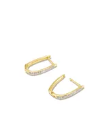 Ellen Luxe 18k Gold Vermeil Huggie Earrings White Sapphire