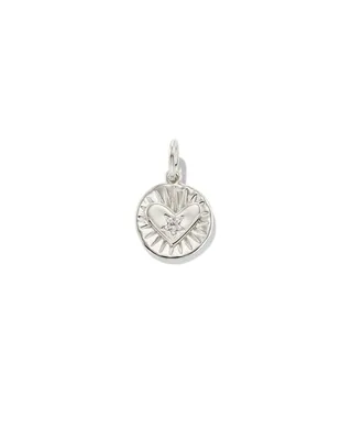 Shining Sterling Silver Heart Charm in White Sapphire