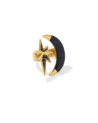 Lainey Wilson x Yellow Rose by Kendra Scott Vintage Gold Cocktail Ring Black Mix