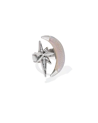 Lainey Wilson x Yellow Rose by Kendra Scott Vintage Silver Cocktail Ring Iridescent Drusy