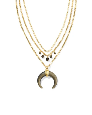 Lainey Wilson x Yellow Rose by Kendra Scott Vintage Gold Multi Strand Necklace Golden Obsidian