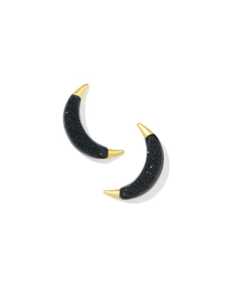 Lainey Wilson x Yellow Rose by Kendra Scott Vintage Gold Stud Earrings Black Drusy