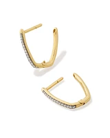 Ellen 14k Gold Luxe Huggie Earrings in White Diamond