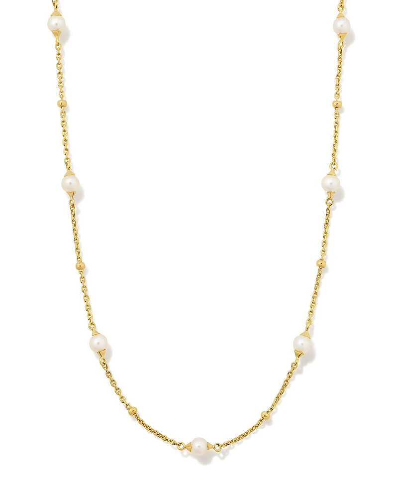 Emmaline Sterling Silver Strand Necklace White Pearl