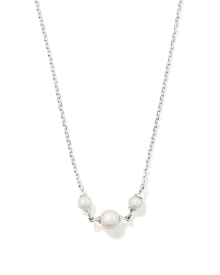 Emmaline Sterling Silver Trio Pendant Necklace White Pearl