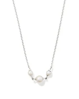 Emmaline Sterling Silver Trio Pendant Necklace White Pearl