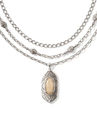 Keziah Vintage Silver Multi Strand Necklace Natural Mother-of-Pearl