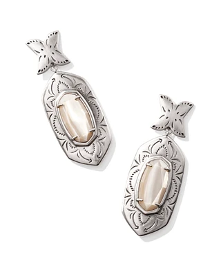 Keziah Vintage Silver Statement Earrings Natural Mother-of-Pearl