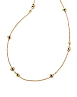Shera Vintage Gold Long Strand Necklace Teal Mix
