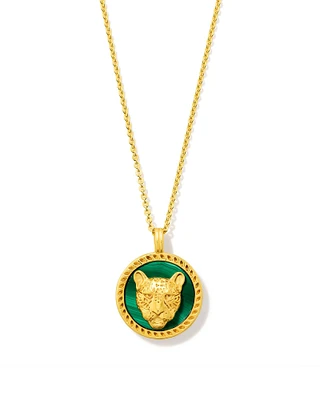 Kimberly 18k Gold Vermeil Pendant Necklace in Green Malachite