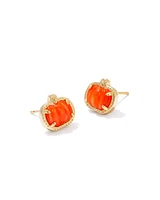 Pumpkin Gold Stud Earrings Orange Mother-of-Pearl