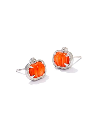 Pumpkin Gold Stud Earrings in Orange Mother-of-Pearl