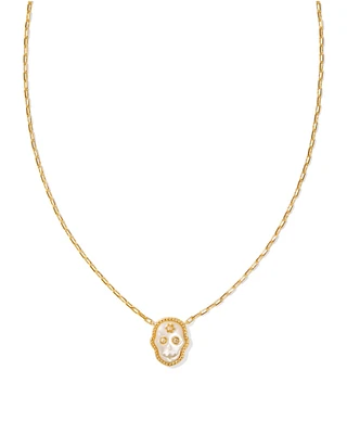 Skeleton Gold Short Pendant Necklace Ivory Mother-of-Pearl