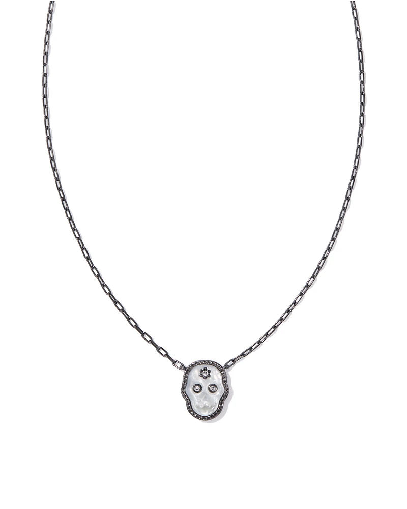 Skeleton Gold Short Pendant Necklace in Ivory Mother-of-Pearl