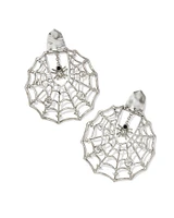 Spiderweb Gold Statement Earrings White CZ