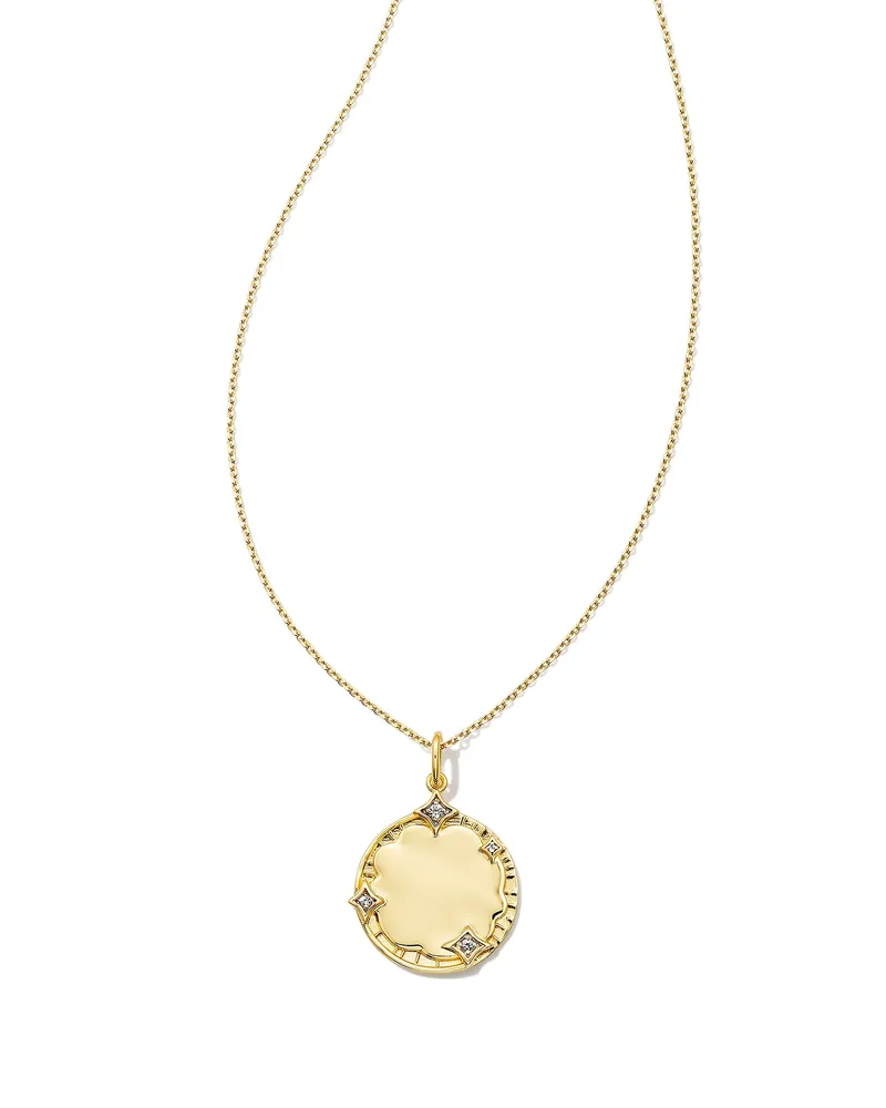 Luna 18k Gold Vermeil Charm Necklace in White Sapphire