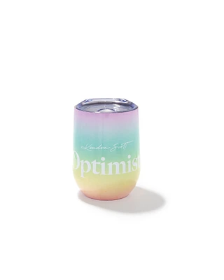 Optimist Stemless Wine Glass in Ombre Rainbow