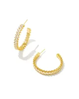 Juliette Gold Hoop Earrings in White Crystal