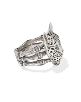 Maura Vintage Silver Jaguar Statement Ring Variegated Indigo Magnesite