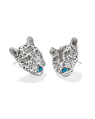 Maura Vintage Gold Jaguar Statement Stud Earrings Sage Serpentine