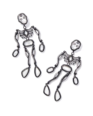 Skeleton Convertible Silver Statement Earrings Ivory Mother-of-Pearl