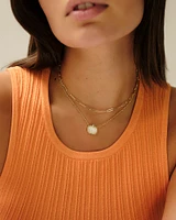 Pumpkin Gold Short Pendant Necklace Orange Mother-of-Pearl