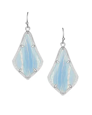 Alex Silver Drop Earrings In Blue Lace Agate
