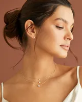 Audrey 14k Gold Pendant Necklace in White Diamond