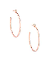 Audrey 14k Rose Gold Hoop Earrings in White Diamond