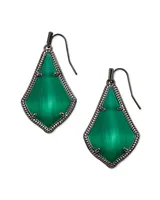 Alex Gunmetal Drop Earrings in Emerald Cat’s Eye