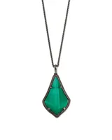 Alex Gunmetal Pendant Necklace in Emerald Cat’s Eye