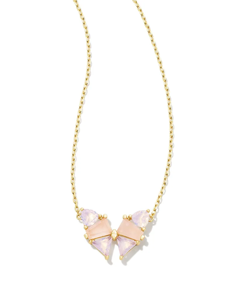 Blair Gold Butterfly Pendant Necklace in Pink Mix