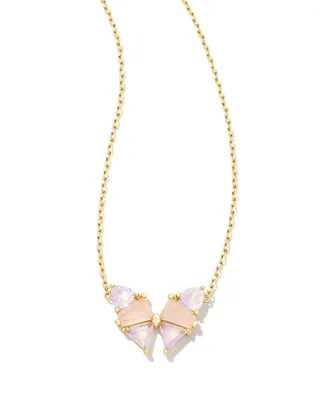 Blair Gold Butterfly Pendant Necklace in Pink Mix