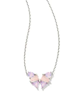 Blair Silver Butterfly Pendant Necklace in Pink Mix