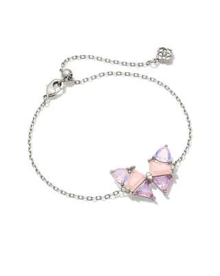 Blair Silver Butterfly Delicate Chain Bracelet in Pink Mix