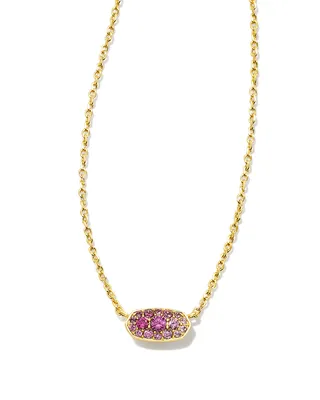 Grayson Gold Crystal Pendant Necklace in Pink Ombre