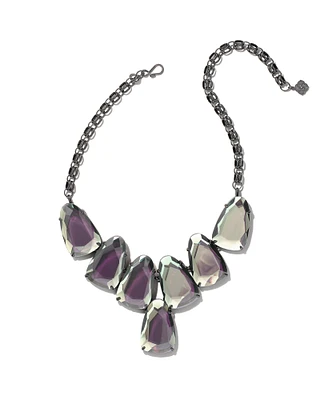 Harlow Gunmetal Statement Necklace in Gray Dichroic Glass