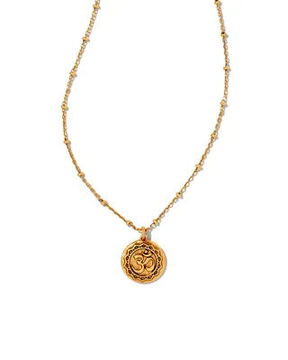 Om Coin Pendant Necklace in Vintage Gold