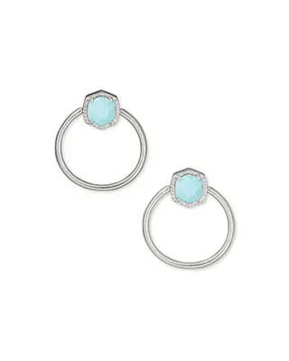 Davie Silver Hoop Earrings in Light Blue Magnesite