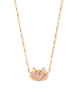 Elisa Rose Gold Cat Pendant Necklace in Sand Drusy