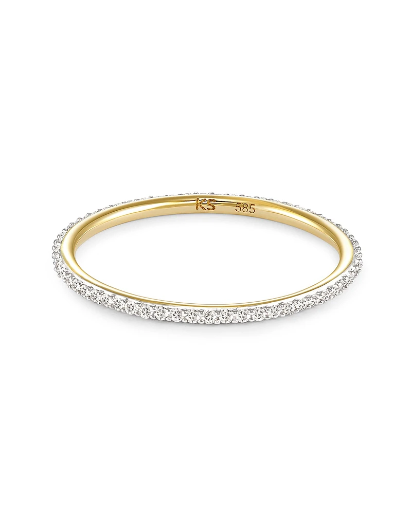 Angelina 14k Yellow Gold Band Ring White Diamond