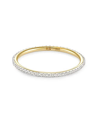 Angelina 14k Yellow Gold Band Ring White Diamond