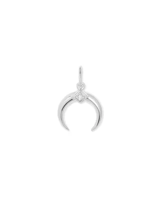 Cresent Horn Charm Sterling Silver In White Diamond
